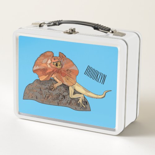 Frilled_neck lizard cartoon illustration metal lunch box