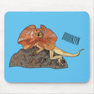 Frilled-neck lizard cartoon illustration mouse pad