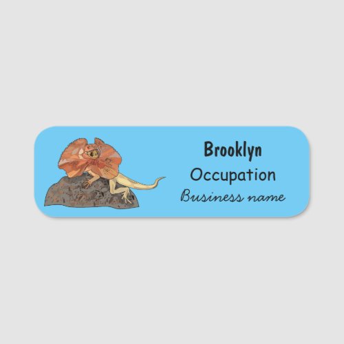 Frilled_neck lizard cartoon illustration name tag