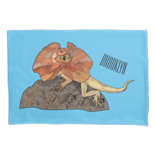 Frilled-neck lizard cartoon illustration pillow case