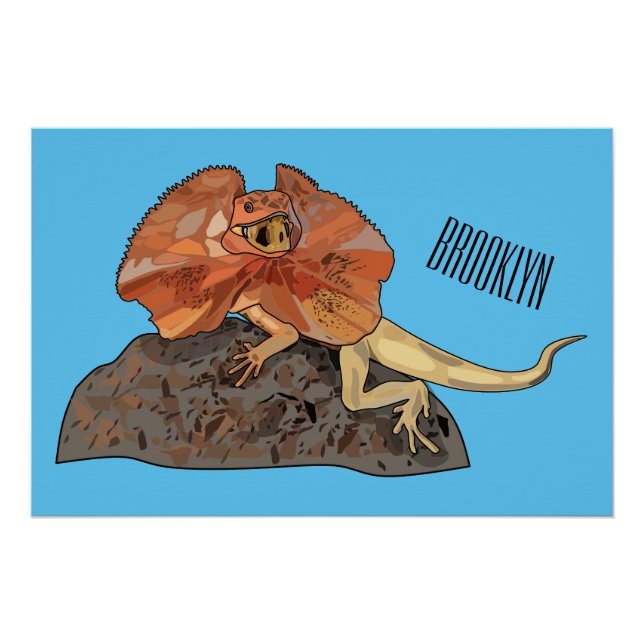 Frilled-neck lizard cartoon illustration poster (Front)