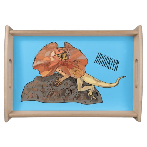 Frilled_neck lizard cartoon illustration serving tray