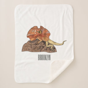 Frilled-neck lizard cartoon illustration sherpa blanket