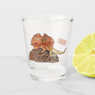 Frilled-neck lizard cartoon illustration shot glass
