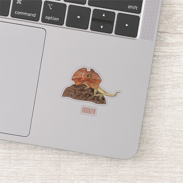 Frilled-neck lizard cartoon illustration sticker (Detail)