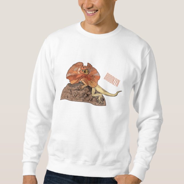 Frilled-neck lizard cartoon illustration sweatshirt (Front)