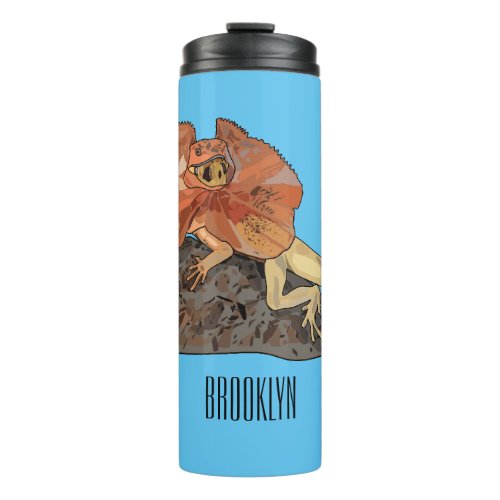 Frilled_neck lizard cartoon illustration thermal tumbler