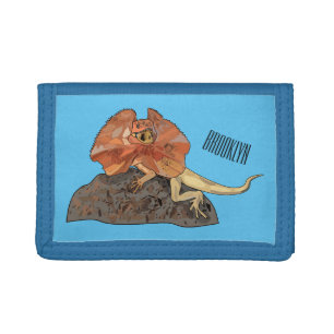 Frilled-neck lizard cartoon illustration tri-fold wallet