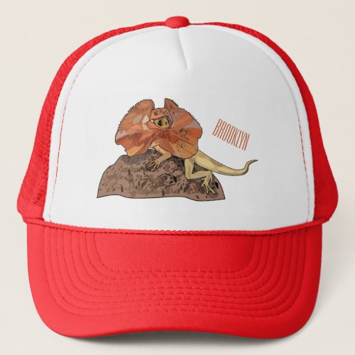 Frilled_neck lizard cartoon illustration trucker hat