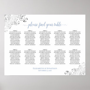 Frilly 10 Table Wedding Seating Chart White & Blue