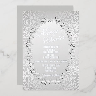Frilly and Feminine Silver Foil Wedding Invitation Foil Invitation