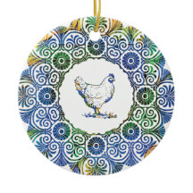 Frilly Chicken in Blue and Green