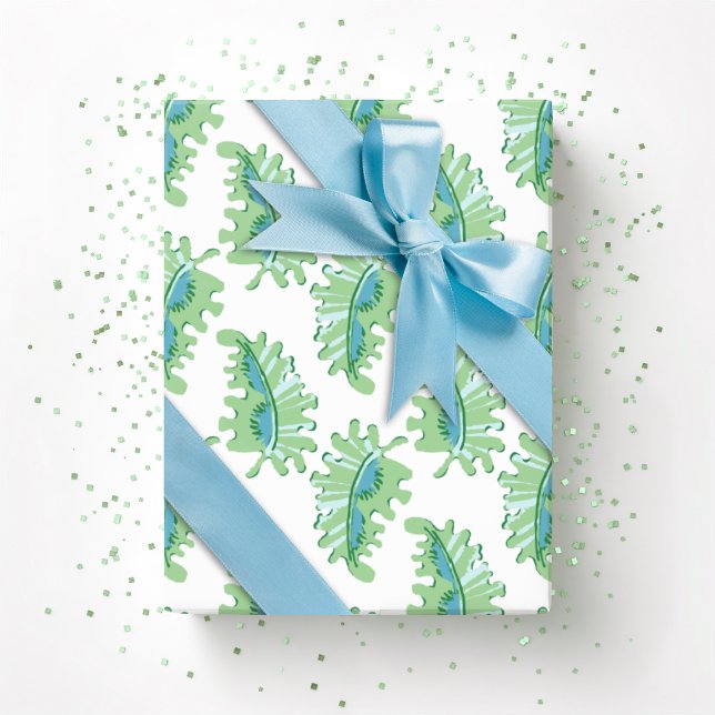 Frilly Frond in Green and Aqua Wrapping Paper (Creator Uploaded)