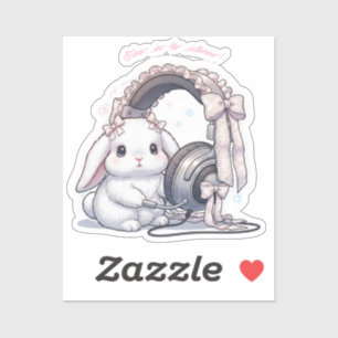 Frilly Headphone Bunny - Lovely Music Lover Kawaii Sticker