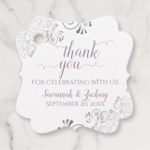 Frilly Lavender, White & Silver Wedding Thank You Favor Tags