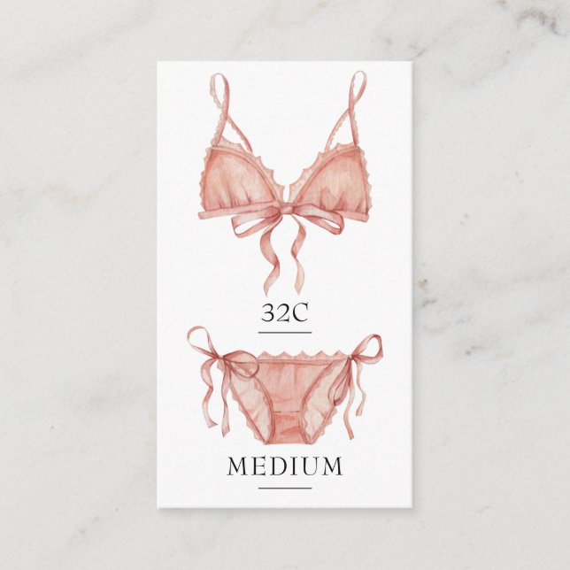 Frilly Pink Lingerie Size Insert Card (Front)