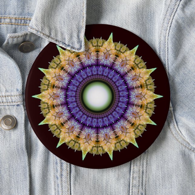 Frilly radiating colorful pattern button (In Situ)