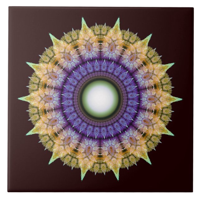 Frilly radiating colorful pattern ceramic tile (Front)