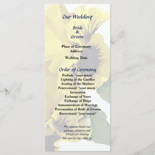 Frilly Yellow Pansies Wedding Program