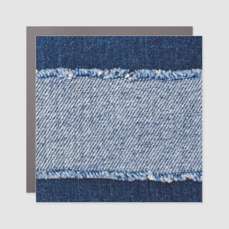 Fringed denim blue jeans frame. car magnet