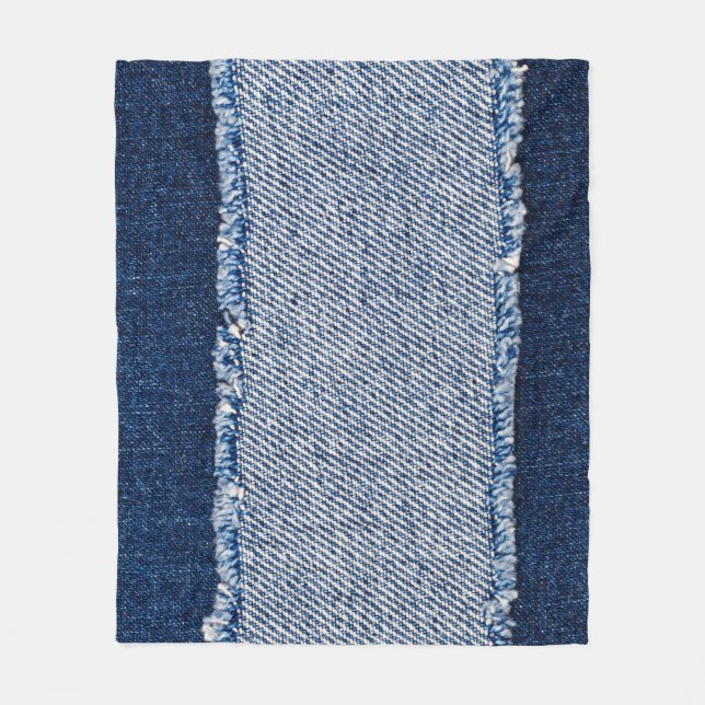 Fringed denim blue jeans frame. fleece blanket (Front)