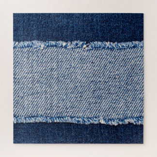 Fringed denim blue jeans frame. jigsaw puzzle