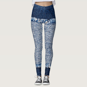 Fringed denim blue jeans frame. leggings