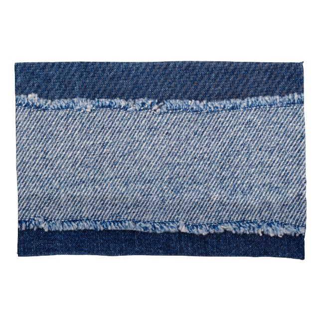 Fringed denim blue jeans frame. pillow case (Front)
