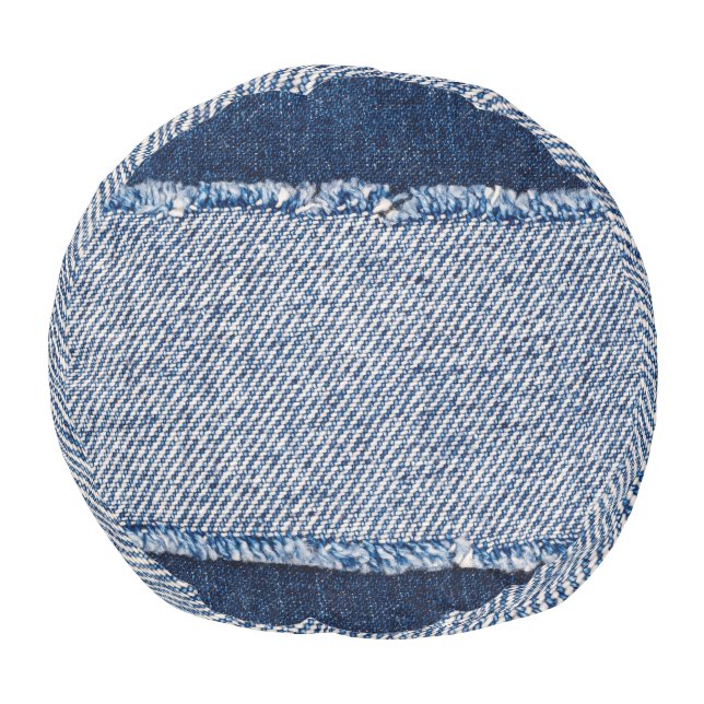 Fringed denim blue jeans frame. pouf (Bottom)