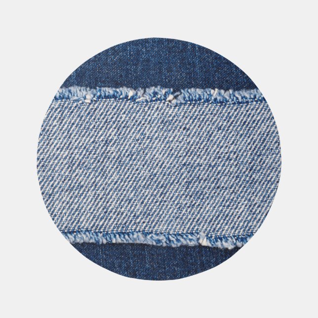 Fringed denim blue jeans frame. rug (Front)