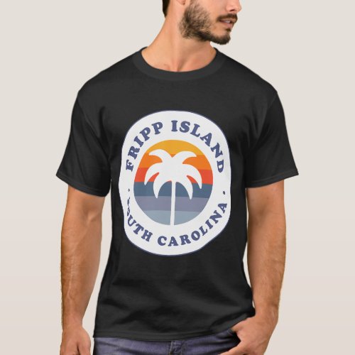 Fripp Island South Carolina SC Retro Palm Tree Sou T_Shirt