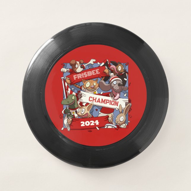Frisbee Champion 2024 Animal Sports Fans Cartoon (Front)