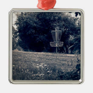Frisbee Disc Golf Basket Metal Ornament
