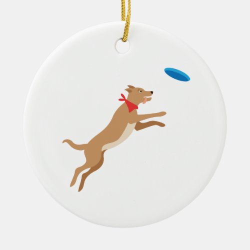 Frisbee Dog Ceramic Ornament