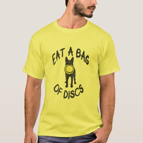 Frisbee Dog Eat a Bag of Discs German Shepherd T_Shirt