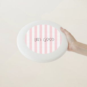 Frisbee Flying D Cute Stripe Pink & White 
