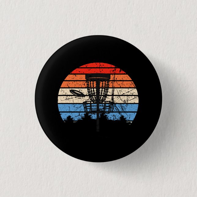 Frisbee Golf Disc Golf Retro Button (Front)