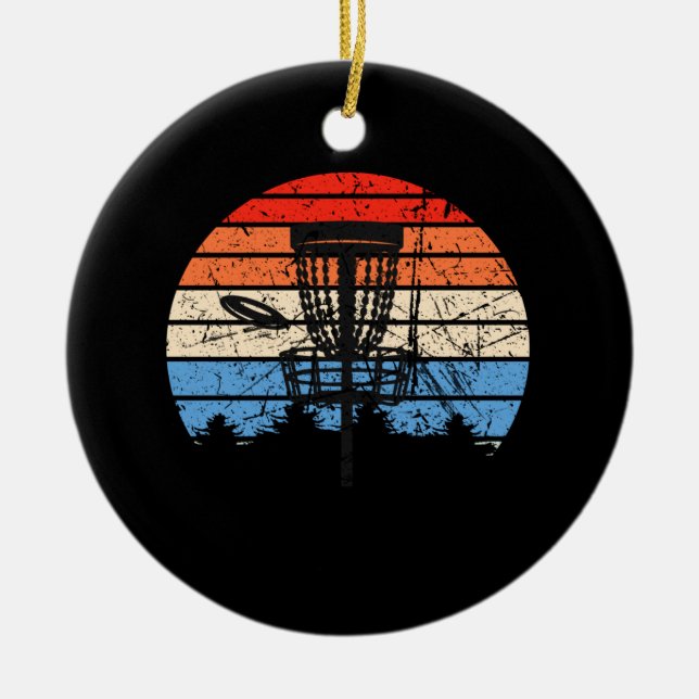 Frisbee Golf Disc Golf Retro Ceramic Ornament (Front)