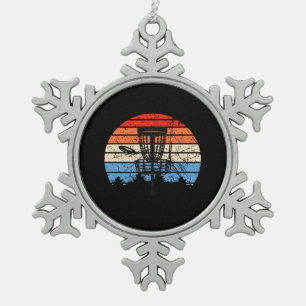 Frisbee Golf Disc Golf Retro   Snowflake Pewter Christmas Ornament