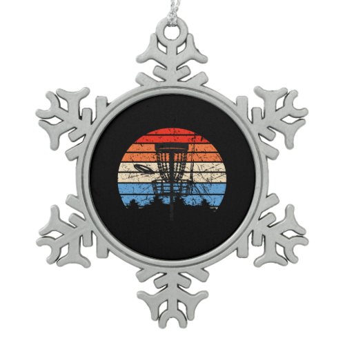 Frisbee Golf Disc Golf Retro   Snowflake Pewter Christmas Ornament