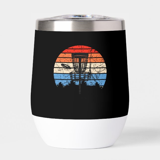 Frisbee Golf Disc Golf Retro Thermal Wine Tumbler (Front)