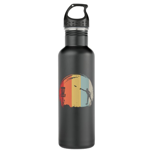 Frisbee Golf Retro Stainless Steel Water Bottle (Front)