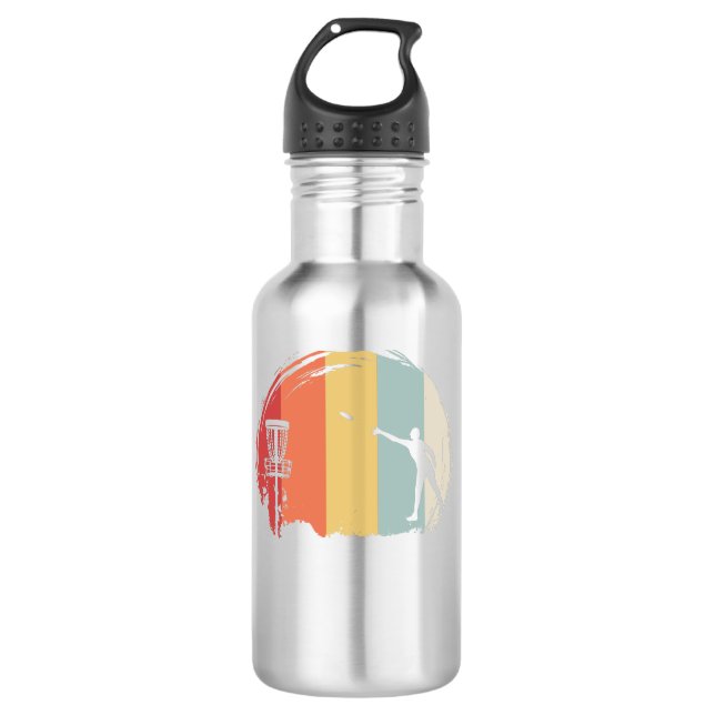 Frisbee Golf Retro Stainless Steel Water Bottle (Front)