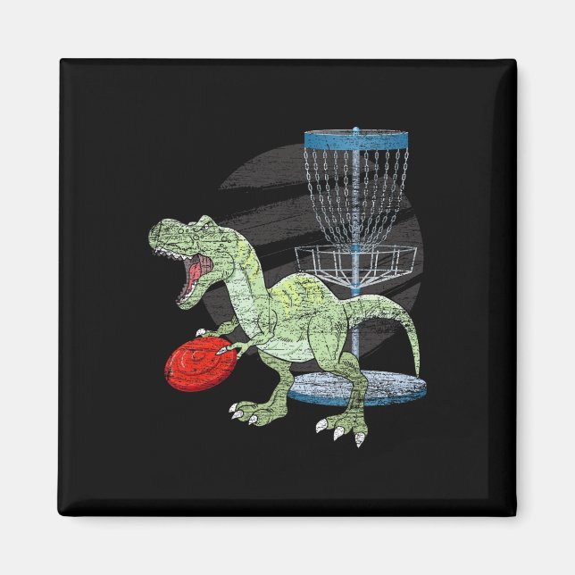 Frisbee Golfer T Rex Dinosaur Golf Player Dino Dis Magnet (Front)