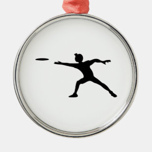 Frisbee Silhouette Metal Ornament
