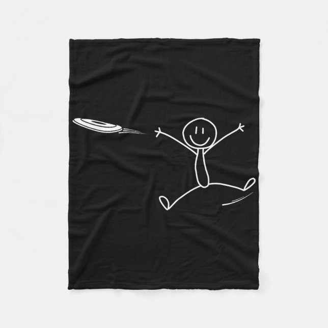 Frisbee Stickman Disc Golf Funny Ultimate Frisbee  Fleece Blanket (Front)