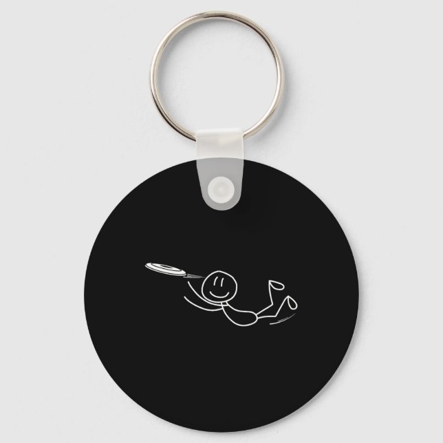 Frisbee Stickman Disc Golf Funny Ultimate Frisbee  Keychain (Front)