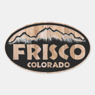 Frisco Colorado wood sign oval stickers
