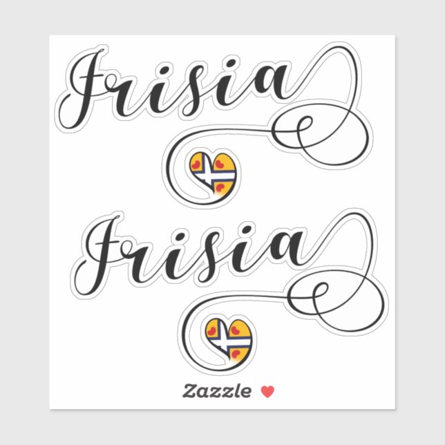 Frisia Flag Heart, Frisians Sticker (Sheet)