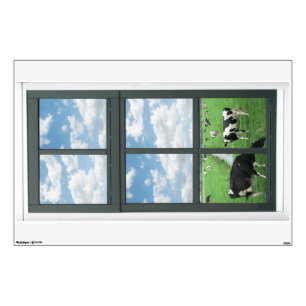 Frisian Holstein Cows Fake Window View Wall Decal